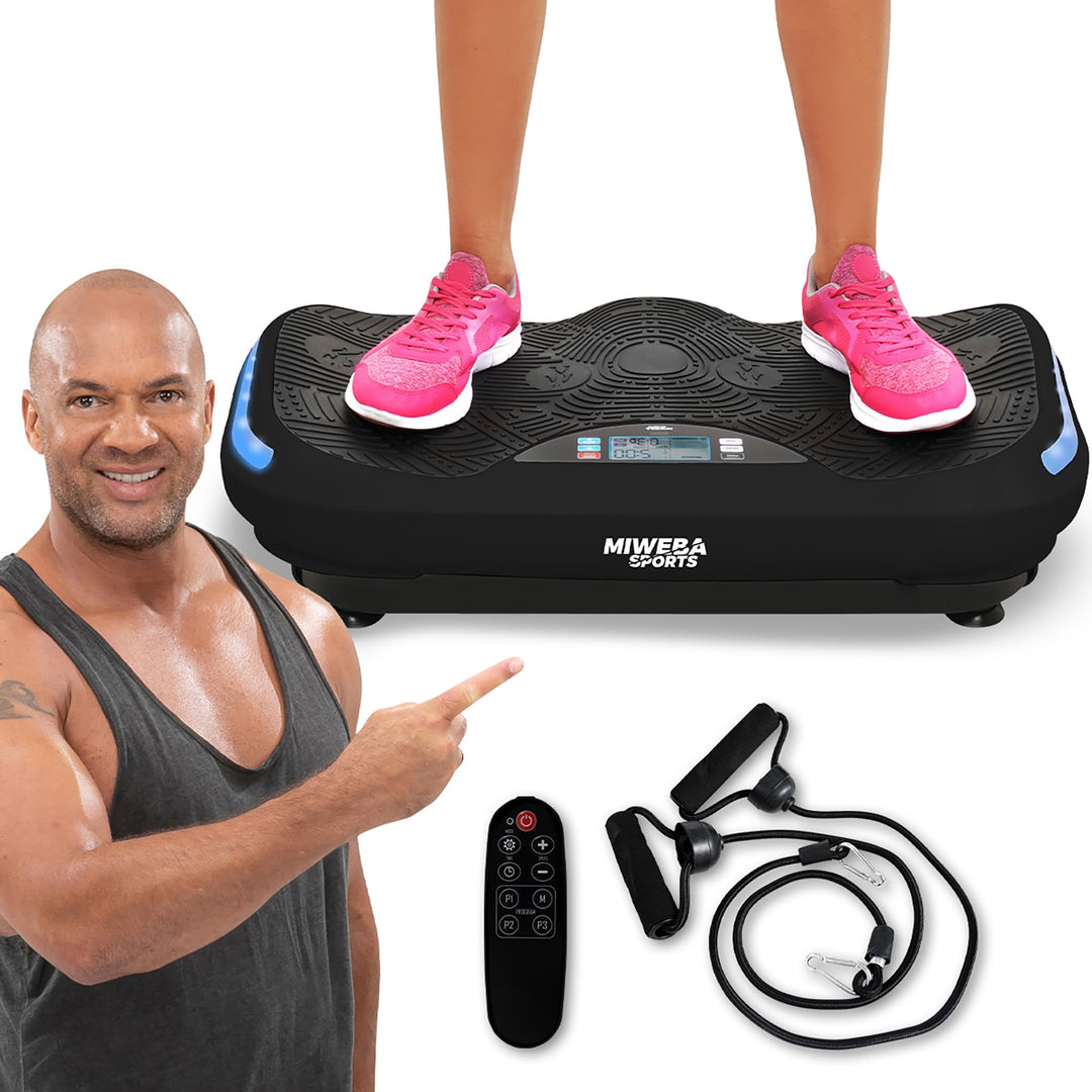 Miweba Sports Fitness 4D Wave Vibrationsplatte MV300 | 3 Jahre Garantie - 800 Watt - Armband Fernbed