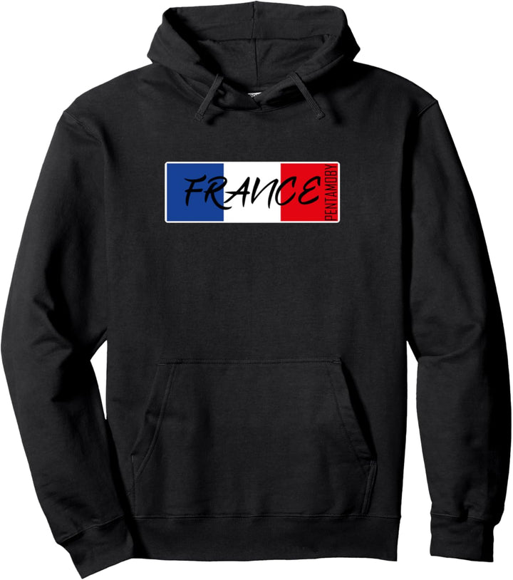 Frankreich Eiffelturm Flagge Band Badge Pullover Hoodie
