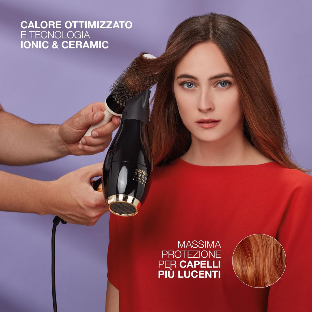 Phon für Haare Elchim 3900 Healthy Ionic Schwarz & Gold mit Schuko-Stecker und Baumwolltasche - Prof