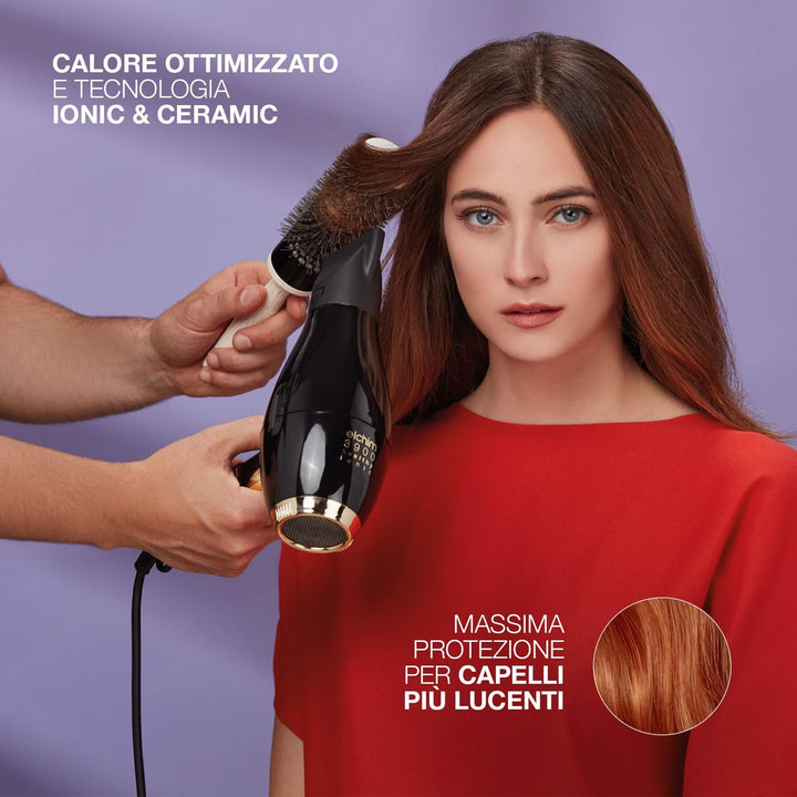 Phon für Haare Elchim 3900 Healthy Ionic Schwarz & Gold mit Schuko-Stecker und Baumwolltasche - Prof