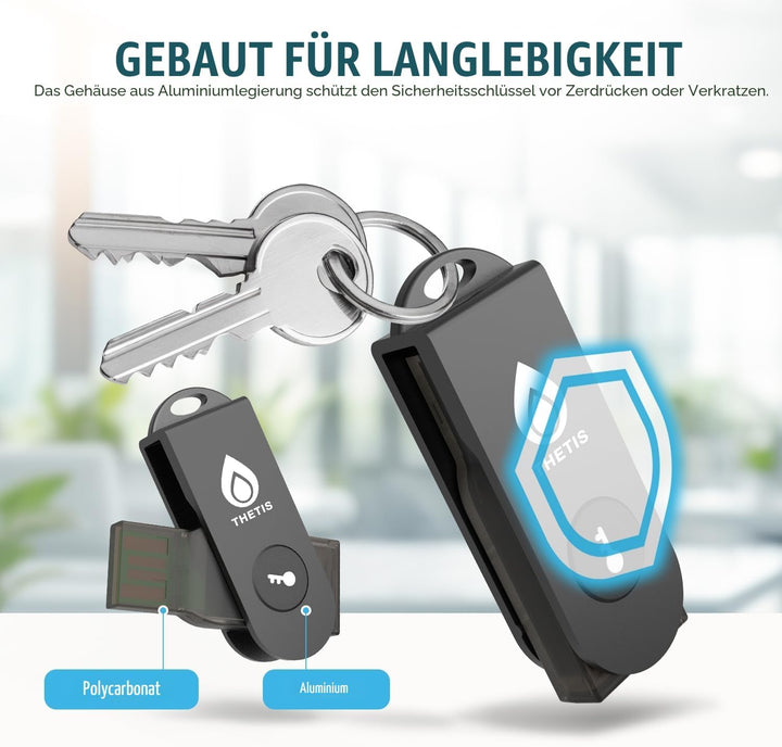 Thetis Pro-A FIDO2-Sicherheitsschlüssel-Passkey-Gerät mit USB A und NFC, TOTP/HOTP-Authentifikator-A