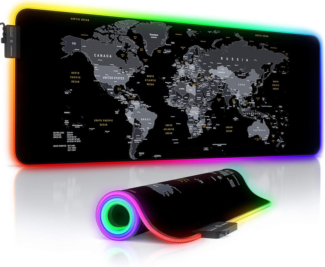 Titanwolf - RGB Gaming Mauspad - 800x300 mm - XXL Mousepad - LED Multi Color - 7 LED Farben Plus 4 E
