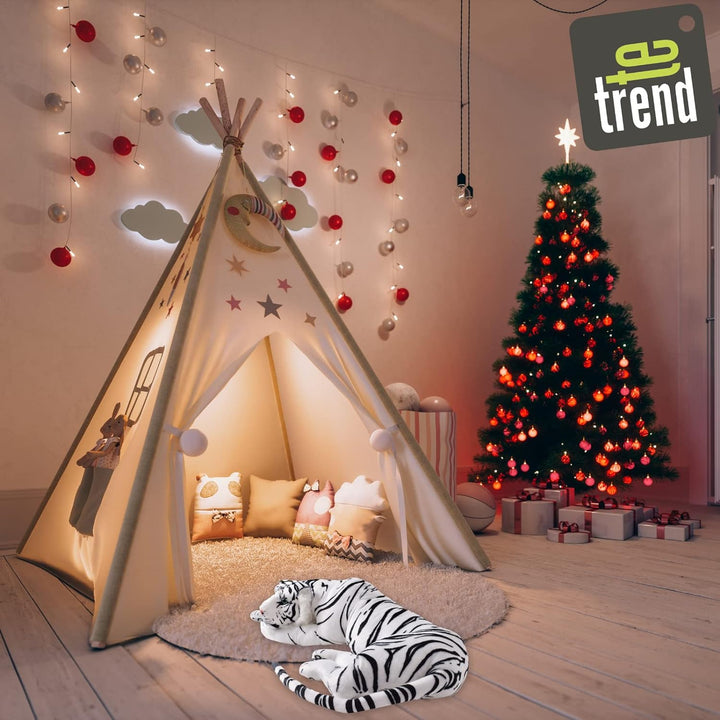 TE-Trend Weisser Tiger Kuscheltier XXL Plüschtier Stofftier liegend Katze Grosskatze Raubkatze Deko