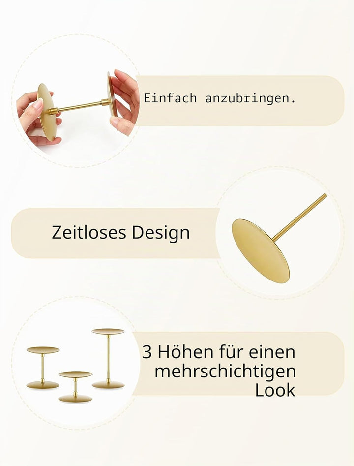 Romadedi Metall Kerzenständer Kerzenhalter Gold – für Stumpenkerzen Kerzen Adventskranz 6er Set Vint