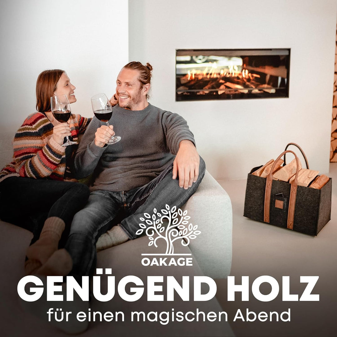 OAKAGE® Einkaufstasche Faltbar Filztasche Shopper Holzkorb für Kaminholz Gross Kaminholzkorb Filzkor