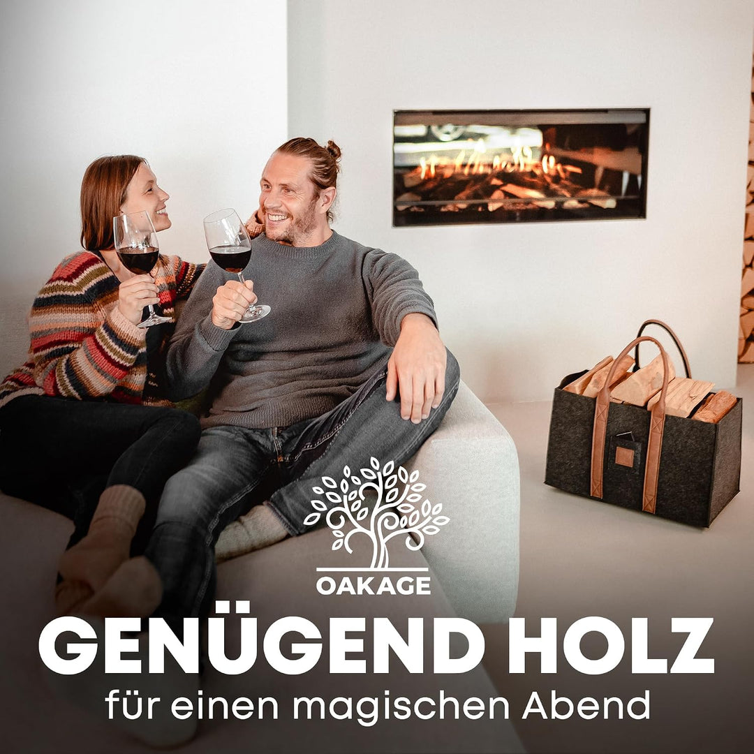 OAKAGE® Einkaufstasche Faltbar Filztasche Shopper Holzkorb für Kaminholz Gross Kaminholzkorb Filzkor