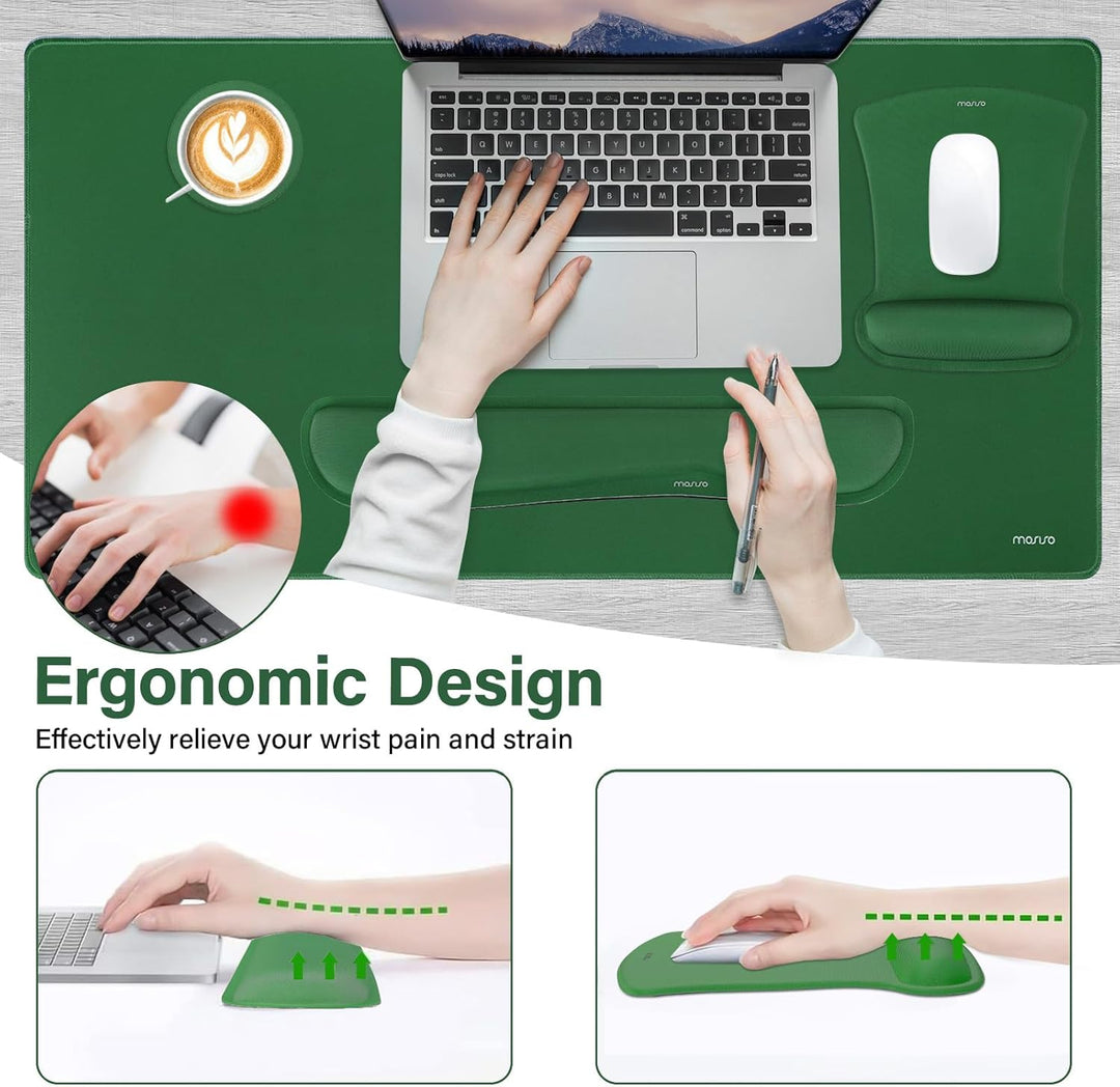 MOSISO Schreibunterlage Matte Tastatur Mauspad Set, 4-in-1 Ergonomisches Mousepad&Tastatur Handgelen