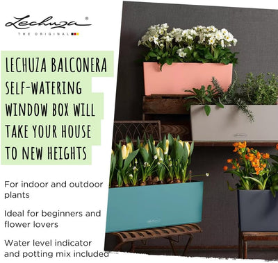 Lechuza BALCONERA Color 80 Selbstwässernder Übertopf aus Kunststoff für drinnen und draussen, Blumen