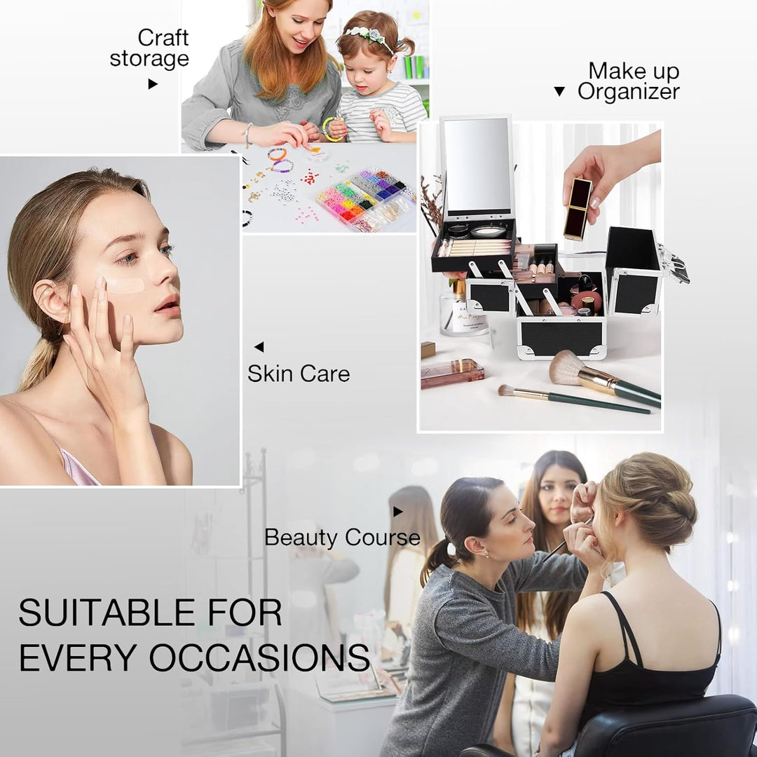 Kosmetikkoffer Schminkkoffer Makeup Koffer Kosmetik Make up Organizer Koffer Multikoffer mit Schlüss