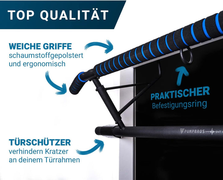 Pump Bros Premium Tür Klimmzugstange - klappbare Reckstange für den Türrahmen Ohne Schrauben - Fitne