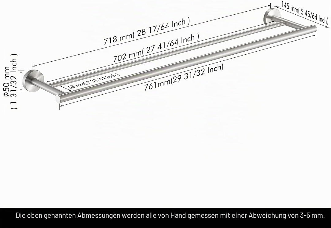 KES Handtuchhalter Doppel Badetuchhalter Edelstahl SUS304 Handtuchstange 75CM Badezimmer Handtuch Ha