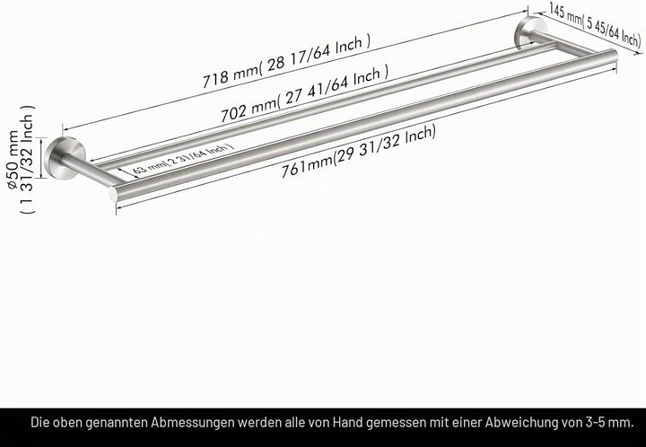 KES Handtuchhalter Doppel Badetuchhalter Edelstahl SUS304 Handtuchstange 75CM Badezimmer Handtuch Ha