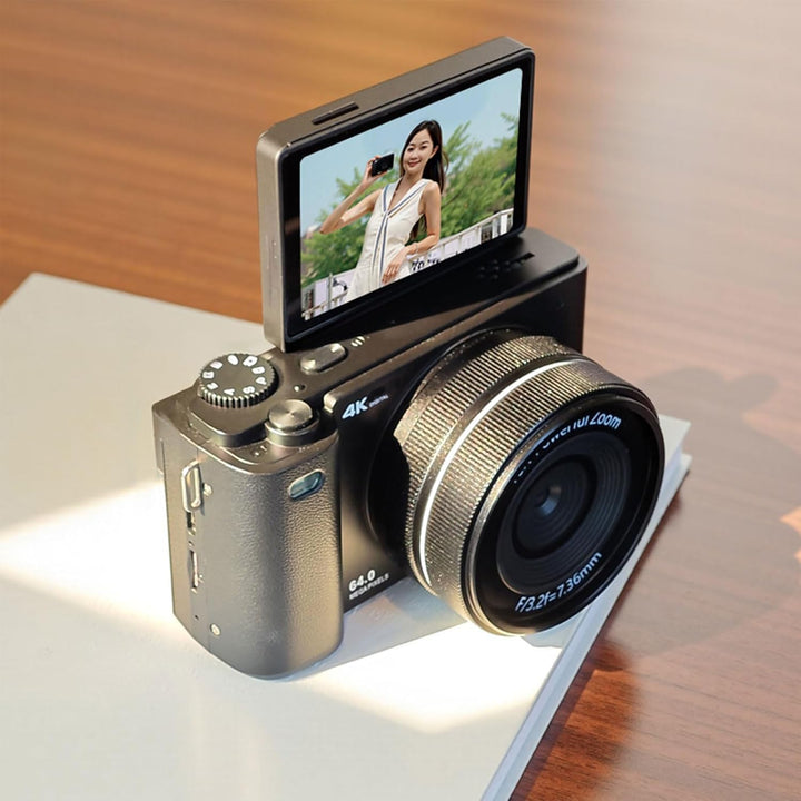 Andoer 64MP Digitalkamera, Vlogging Kamera 16X Optischer Zoom 2,8 Zoll IPS-Bildschirm Kamera, Eingeb