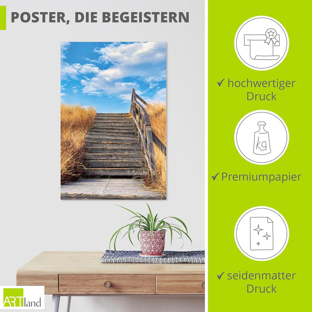 ARTland Poster Kunstdruck Bild ohne Rahmen 80x120 cm Hochformat Landschaftsbilder Strand Küste Düne