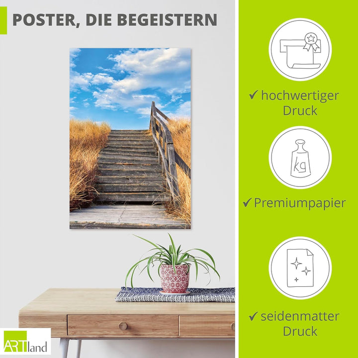 ARTland Poster Kunstdruck Bild ohne Rahmen 80x120 cm Hochformat Landschaftsbilder Strand Küste Düne