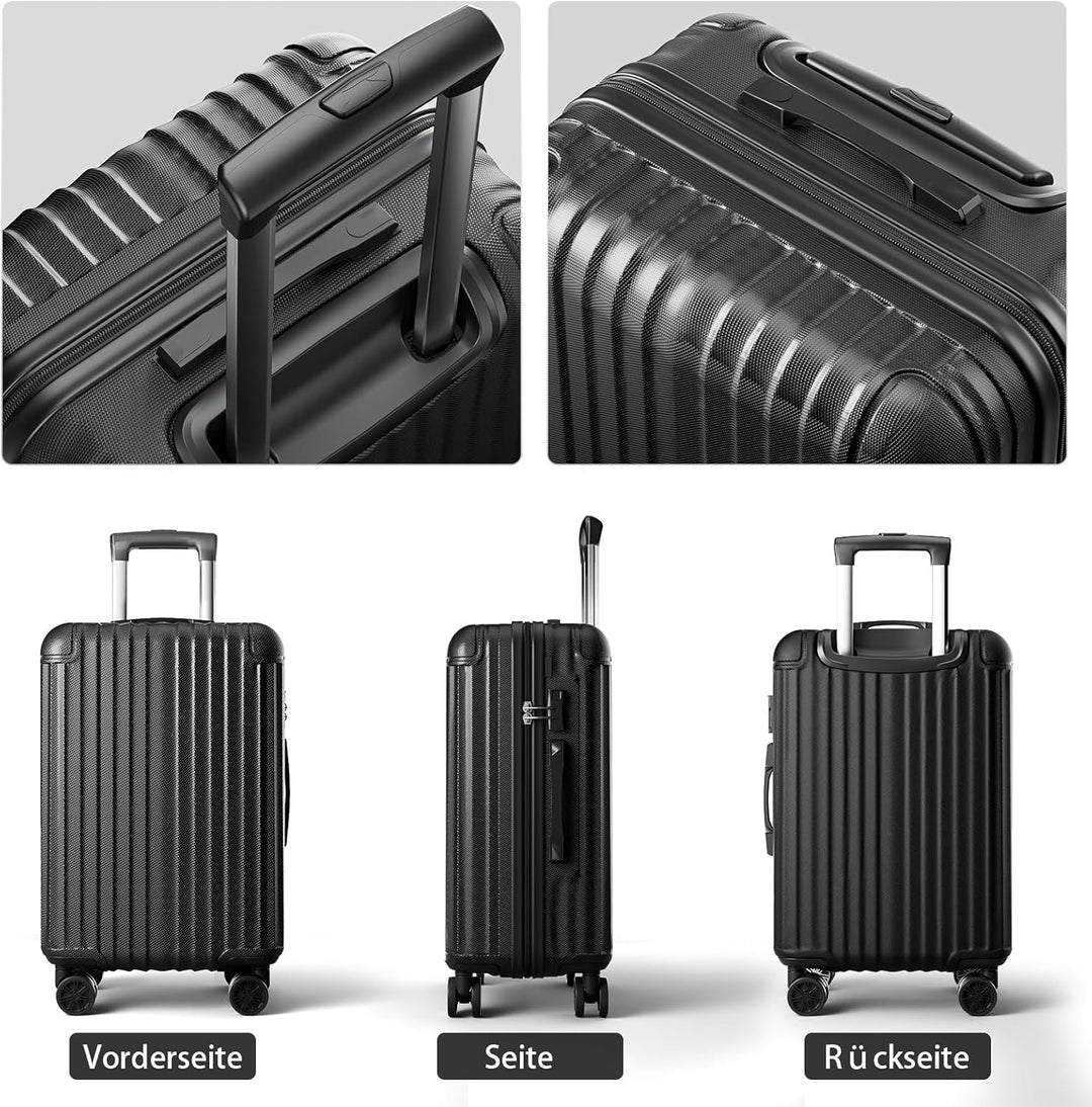 Voyager Hartschalen Reisekoffer mittelgross 66x45x27cm, Handgepäck Koffer, leicht Rollkoffer mit 4 R