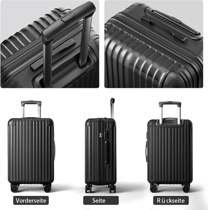 Voyager Hartschalen Reisekoffer mittelgross 66x45x27cm, Handgepäck Koffer, leicht Rollkoffer mit 4 R