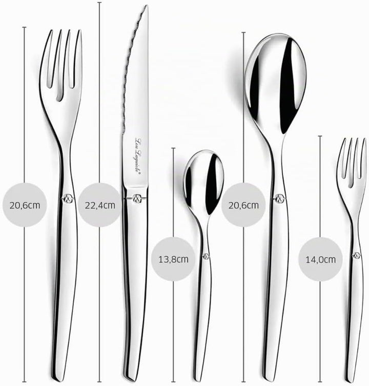 LOU LAGUIOLE - JET | Besteck Set 6 Personen | 30-teilig | Spülmaschinenfest | Tafelbesteck 4 Persone