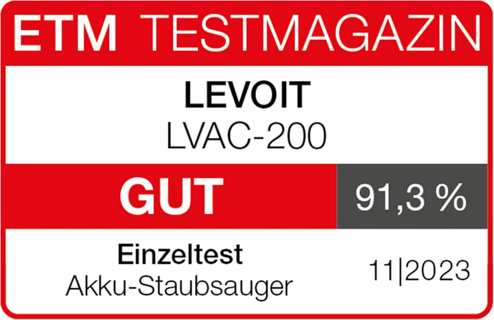 Levoit Akku Staubsauger mit Tierhaardüse, Anti-Haar-Verwicklung, max 50min Laufzeit, 4-in-1 Kabellos