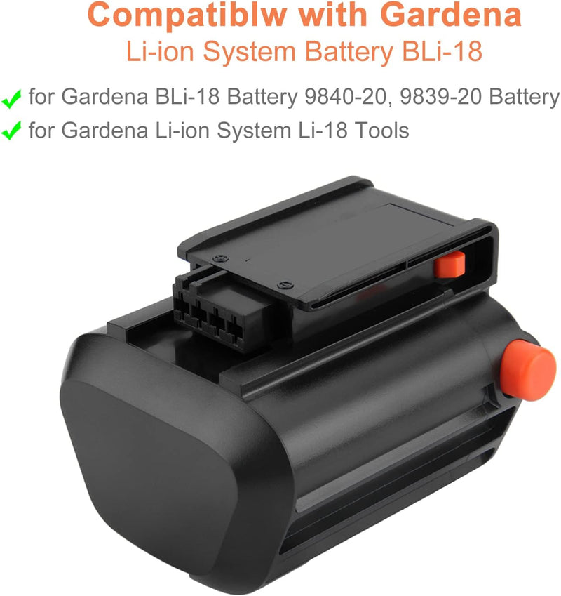Shentec 18V 3000mAh Li-Ion Ersatzakku für Gardena Akku-Trimmer EasyCut Li-18/23 R (9823-20) Akku-Ras