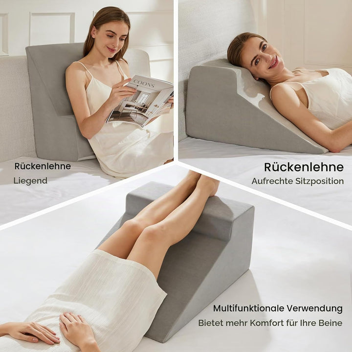 Lesekissen &amp; Keilkissen zur Beinerhöhung, Memory Foam Nacken, Rücken, Beinstützkissen, Abnehmbares M