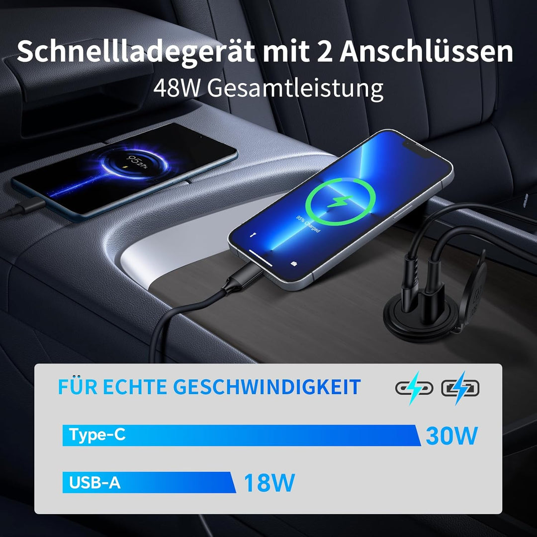 acegoo USB C Steckdose 12V Auto Wohnmobil 48W, Typ C Buchse Einbau Dose Aluminum Wasserdicht 12 Volt