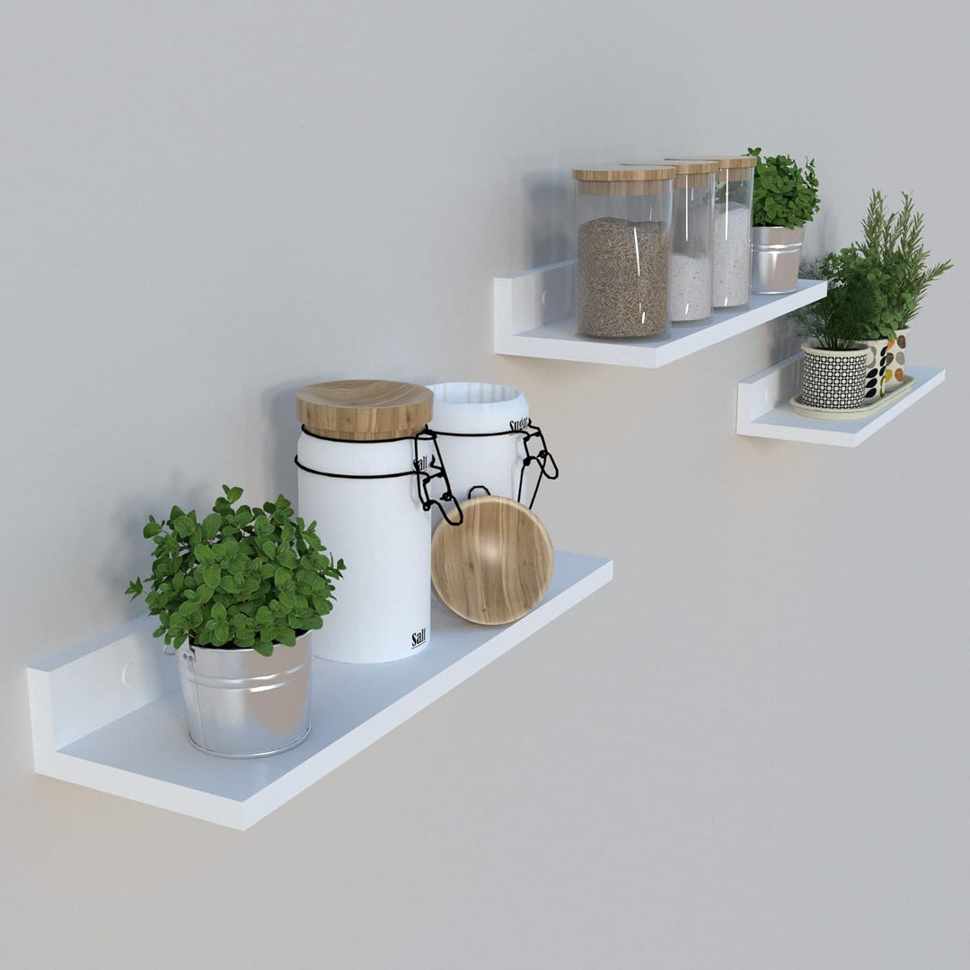 Henor Set mit 3 Wandregalen aus FSC® Holz 55 x 17 x 7.5 cm. Weiss 3x55 Weiss, 3x55 Weiss