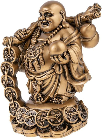 Lachender Buddha 12x10x18cm Goldfarben, 12x10x18cm Goldfarben