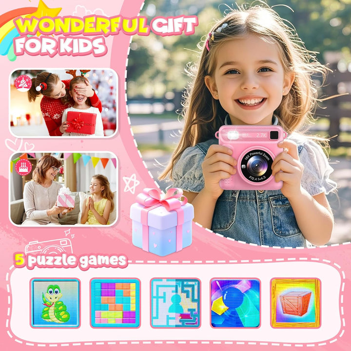Sofortbildkamera Kinderkamera – 1080P 2,4 Zoll Bildschirm Kinderkamera Mit 32GB Karte & Druckpapier,