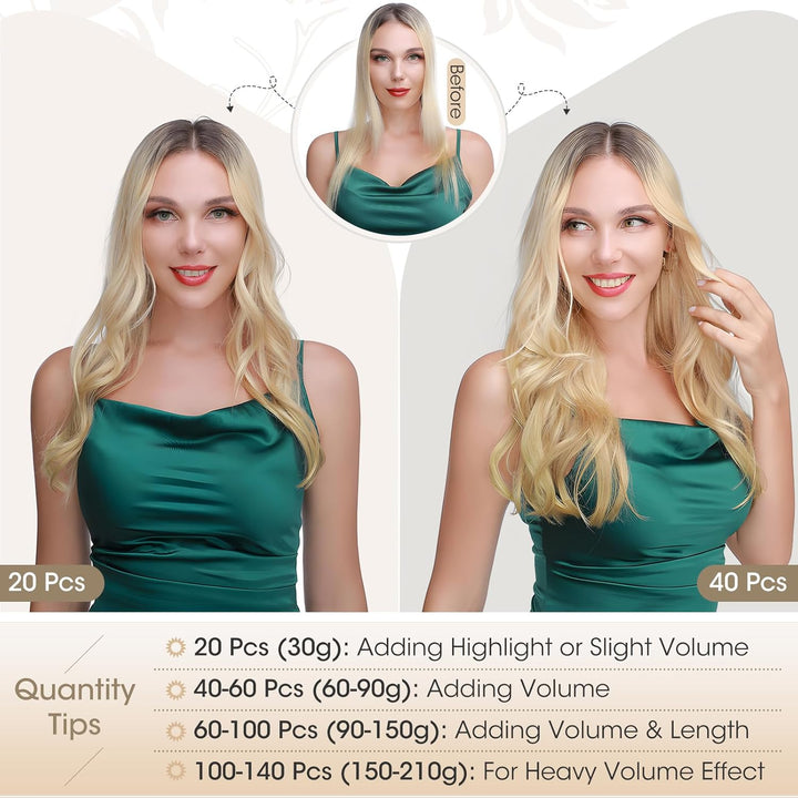 Elailite Tape Extensions Haarverlängerung - 20Stück Tape in Extensions Echthaar - Remy Real Human Ha