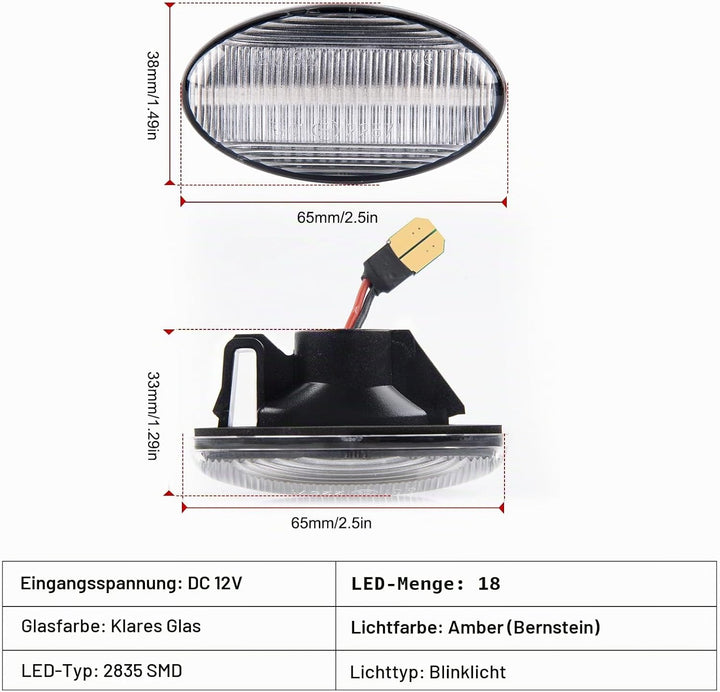 LED Blinker Spiegelblinker für Mercedes-Benz Smart W450 W452 A-Class W168 Citan W415 Vito W639 W447,