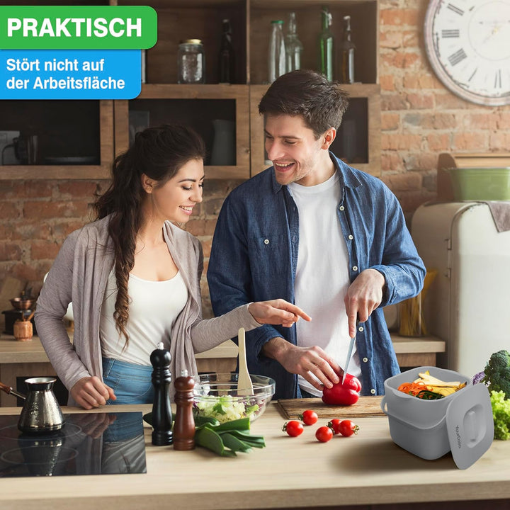 YourCasa Biomülleimer Küche 4L - Komposteimer mit herausnehmbarem Sieb & Deckel - geruchsdicht, spül