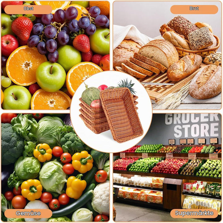 5er Set Brötchenkorb Geflochten Brotkorb Stapelbarer Brotkörbchen Modern Brotkörbe Hochwertiger Obst