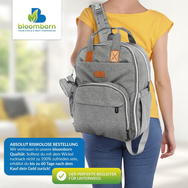 Baby Wickeltasche Rucksack - Wickelrucksack gross mit vielen Taschen, Wickelunterlage, Schnullerhalt