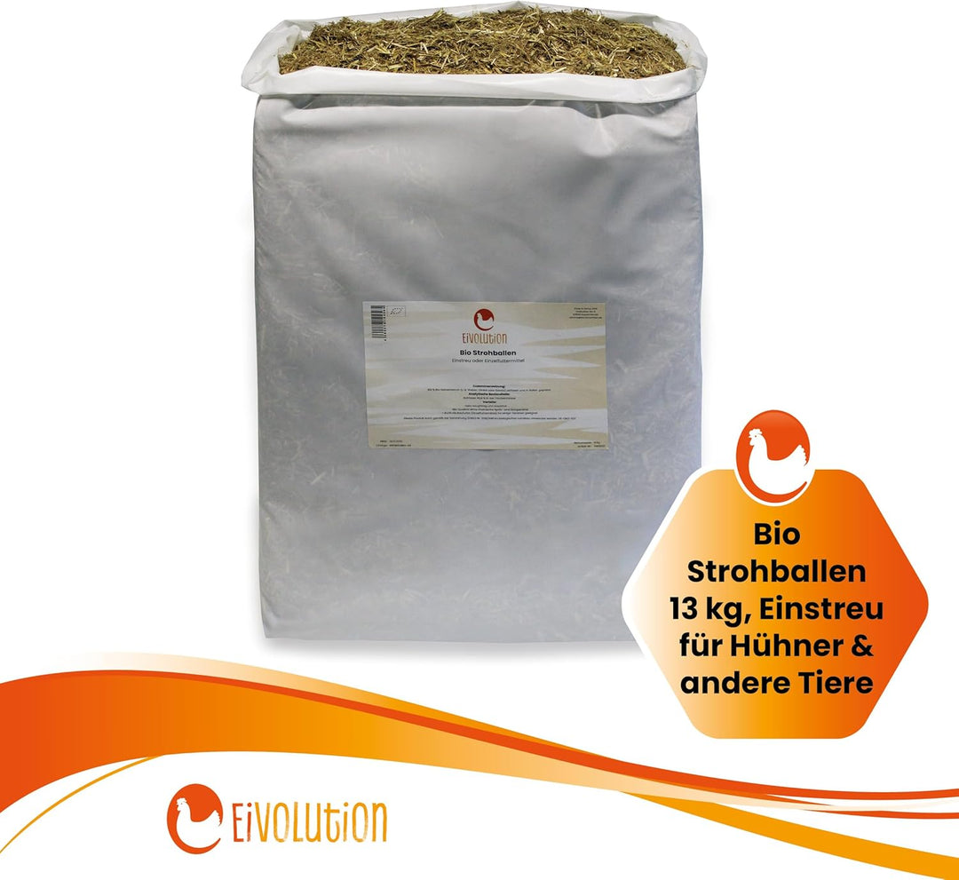 Bio Strohballen Einstreu - 13 kg - für Hühner - staubfreie saugfähige Einstreu - zerfasertes Getreid