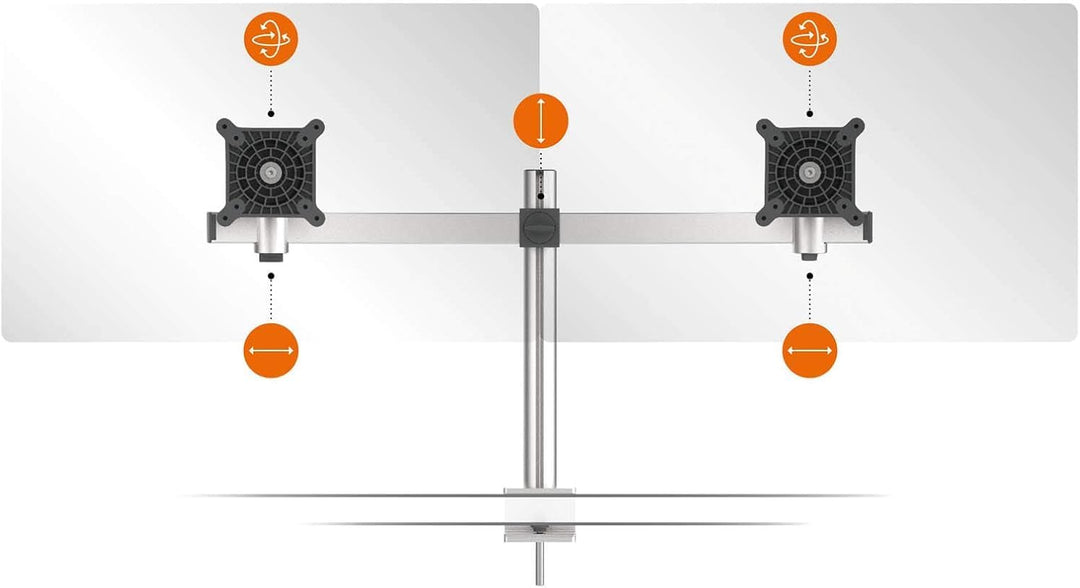 Durable Monitor Halterung 2 Monitore mit Tischklemme, für VESA Bildschirme 21-27", 360° drehbar, nei