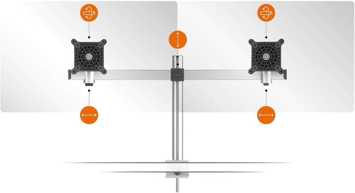 Durable Monitor Halterung 2 Monitore mit Tischklemme, für VESA Bildschirme 21-27", 360° drehbar, nei
