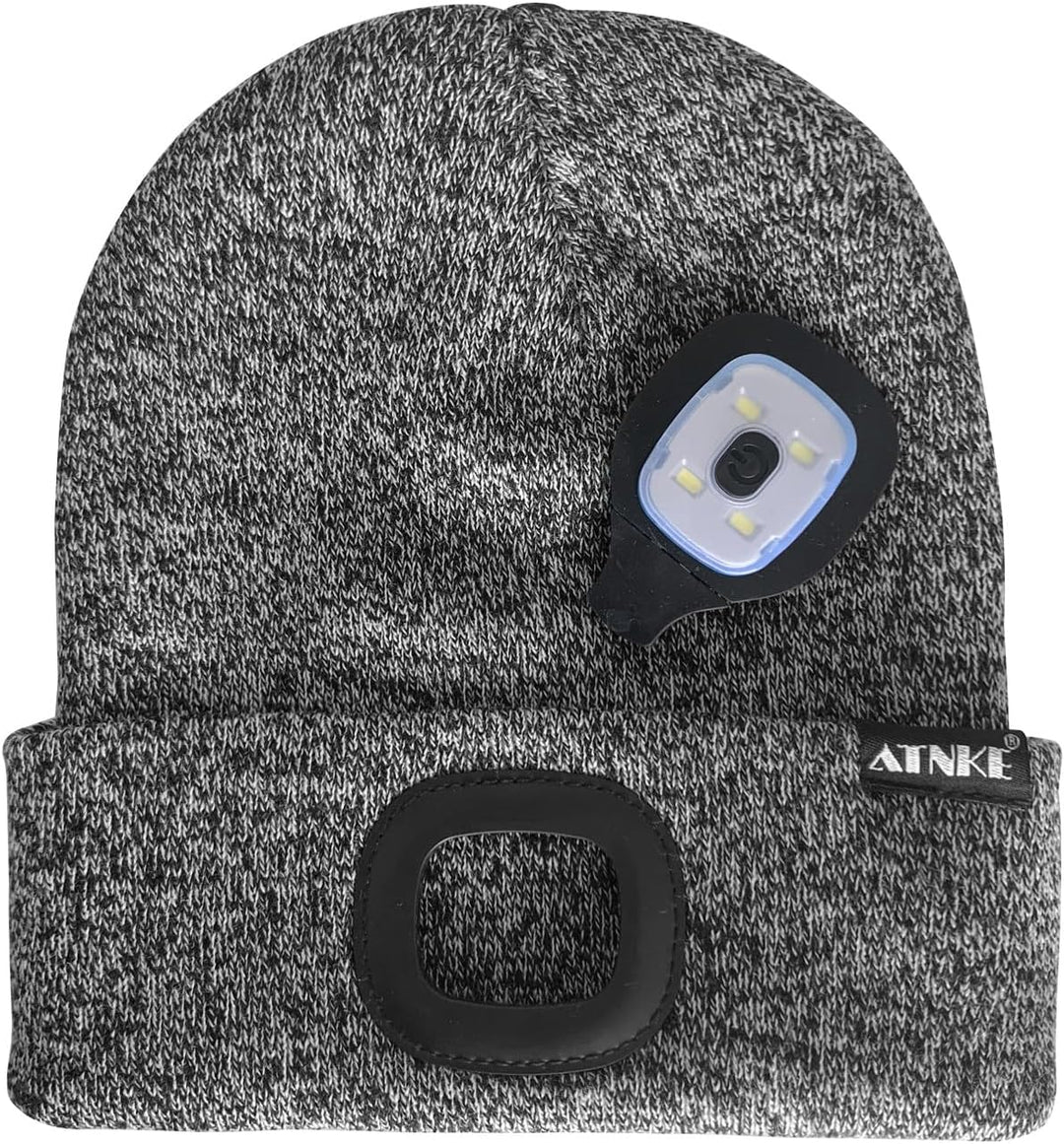 ATNKE LED Beleuchtete Mütze,Wiederaufladbare USB Laufmütze mit Licht Extrem Heller 4 LED Lampe Winte