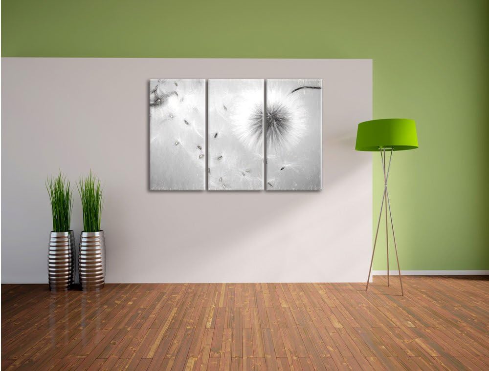 Pixxprint Pusteblumen in Bewegung Kunst als Leinwandbild/Grösse: 3 Teilig (120x80) / Wandbild/Kunstd