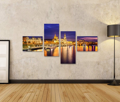 Bild Bilder auf Leinwand Dresden Deutschland innerstädtische Skyline an der Elbe Wandbild Poster Lei