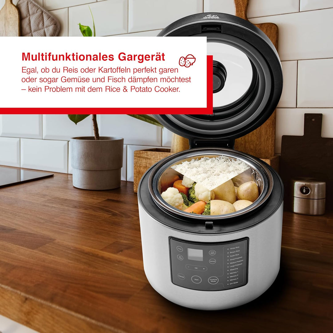 Solis Rice & Potato Cooker 8161 - Kartoffel- und Reiskocher - Dampfgarer mit Timerfunktion - 7 Progr