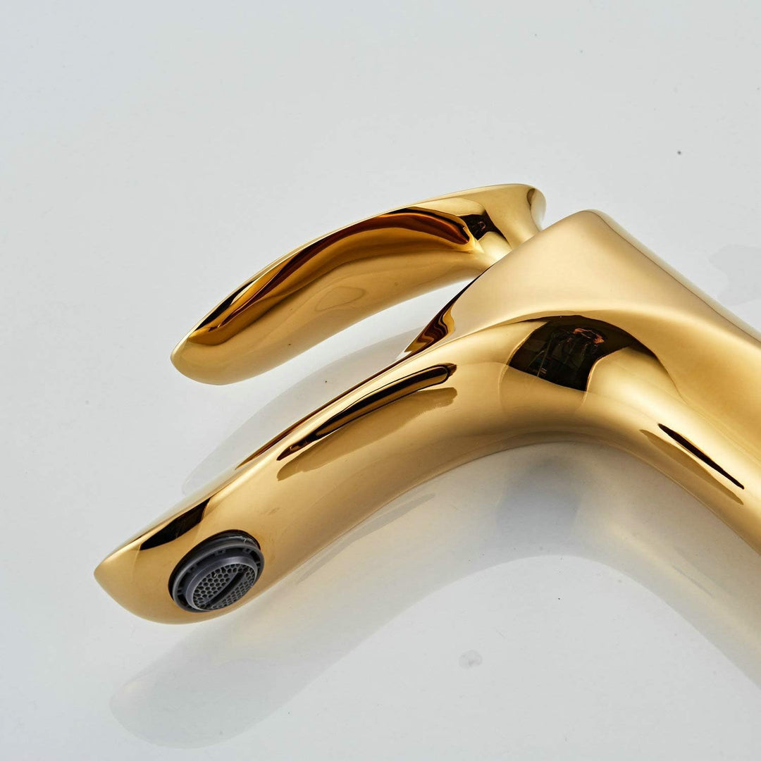 Leekayer Waschbecken Wasserhahn Gold Chrom Messing Einhand-Waschtisch-Mischbatterie,LK75239Gg, Gold