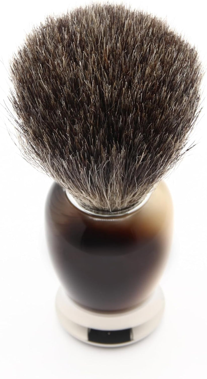 Edwin Jagger S81M582AMZ Nachahmung Licht Horn &amp; Nickel Rasierset mit Pure Badger Rasierpinsel und Ma