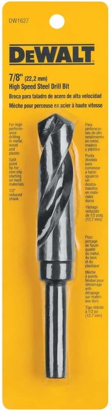 Dewalt DW1627 7/8 Zoll schwarz-Oxid 1/2 Zoll reduziert Shank Twist-Bohrer Bit 7/8-Zoll, 7/8-Zoll