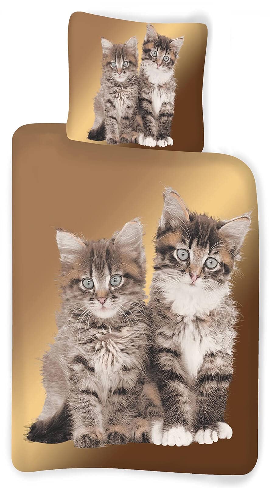 BrandMac Bettwäsche-Set mit Katzenbaby-Motiv 135x200 80x80 Bettzeug Bettware Katze Kitten Welpe, Bei