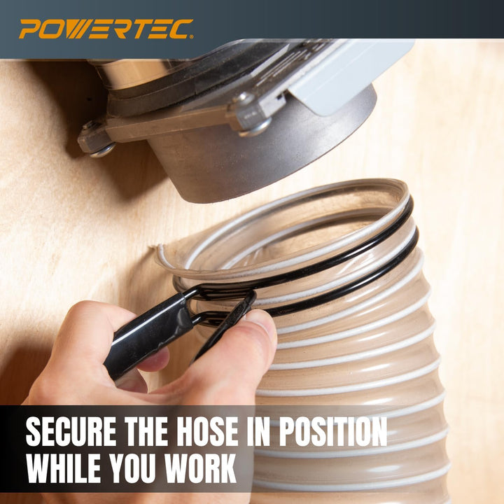 POWERTEC 10,2 cm Doppelschlaufen-Schlauchschellen für Staubsammelschlauch und Trocknerentlüftungssch