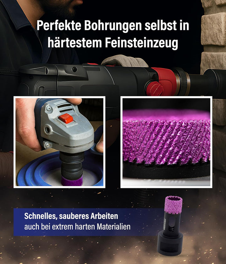 Karl Dahm MATRIXTEC Diamant-Trockenbohrkrone Ø 28 mm I Fliesenbohrer für Feinsteinzeug, Fliesen & Na