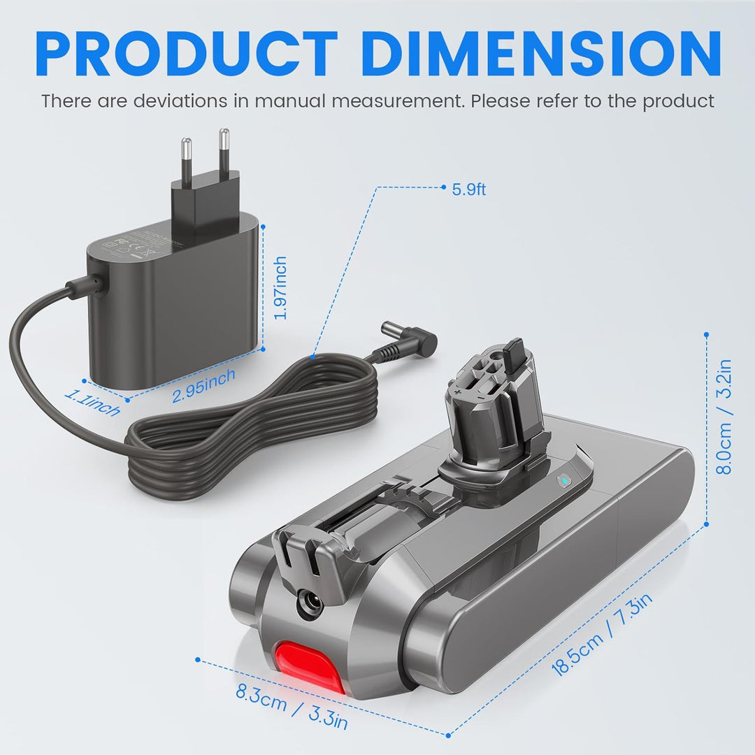 LabTEC Akku für Dyson V11, 25,2 V 3900mAh Li-Ionen-Ersatzakku für Dyson V11 (Knopf-Typ) V15 SV15 SV1