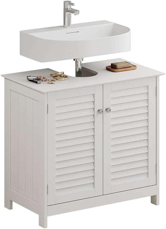 Vicco Waschbeckenunterschrank Riad, Waschtischunterschrank, Weiss, 60 x 58 cm mit 2 Türen Waschtisch