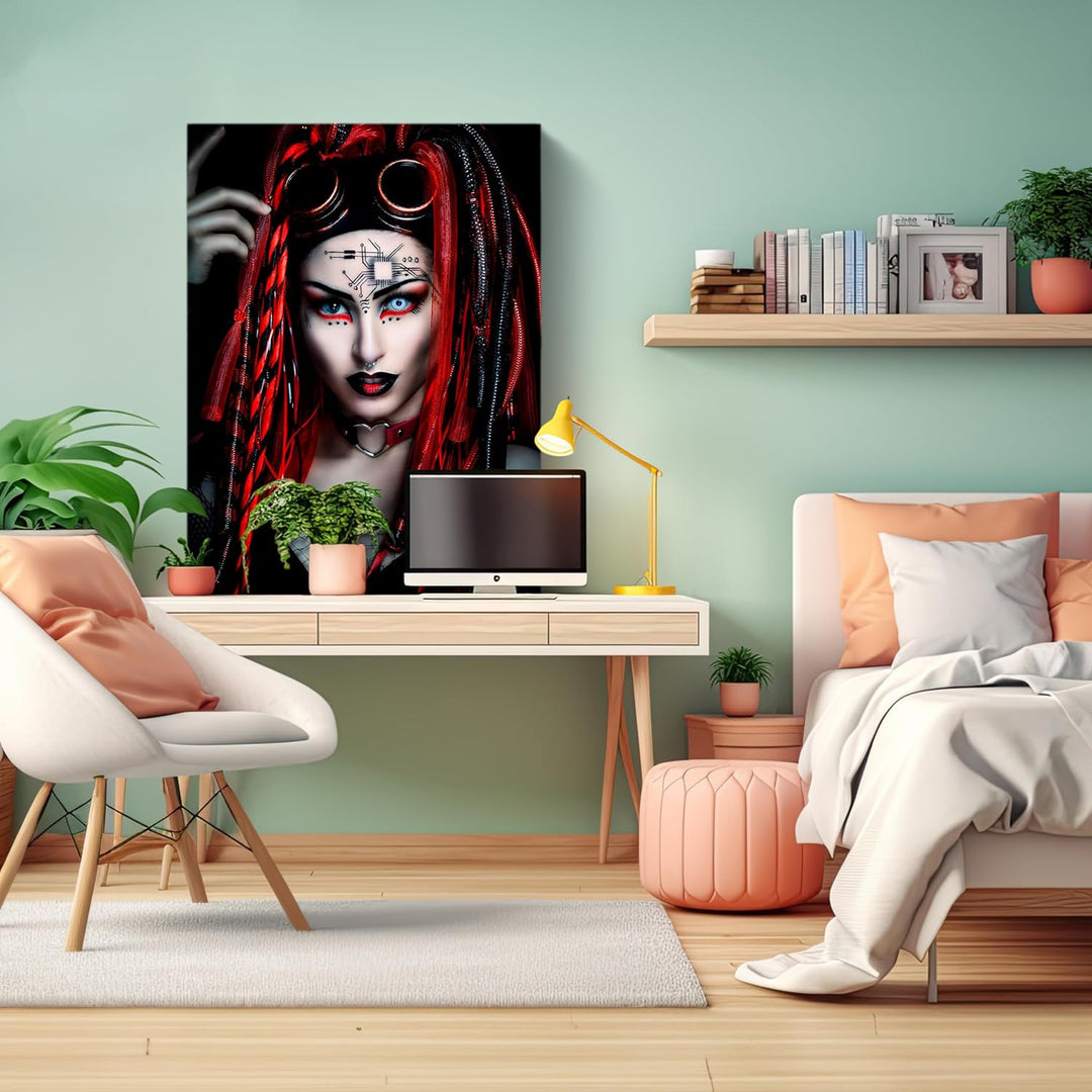 wandmotiv24 Leinwandbild Models, 80x60cm, Hochformat, Frau, Steampunk, Deko, Bilder auf Leinwand, Wa